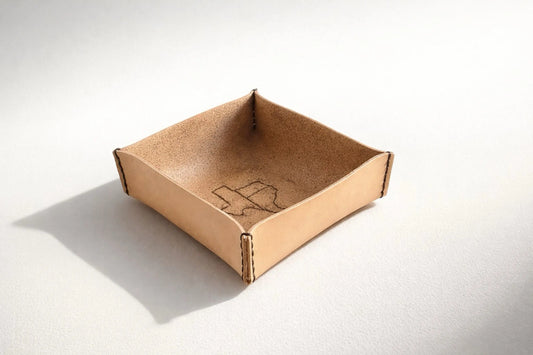 SPURLING Texas embossed Leather Tray - Handcrafted Square Design for Organizing & Display Spurling Scents