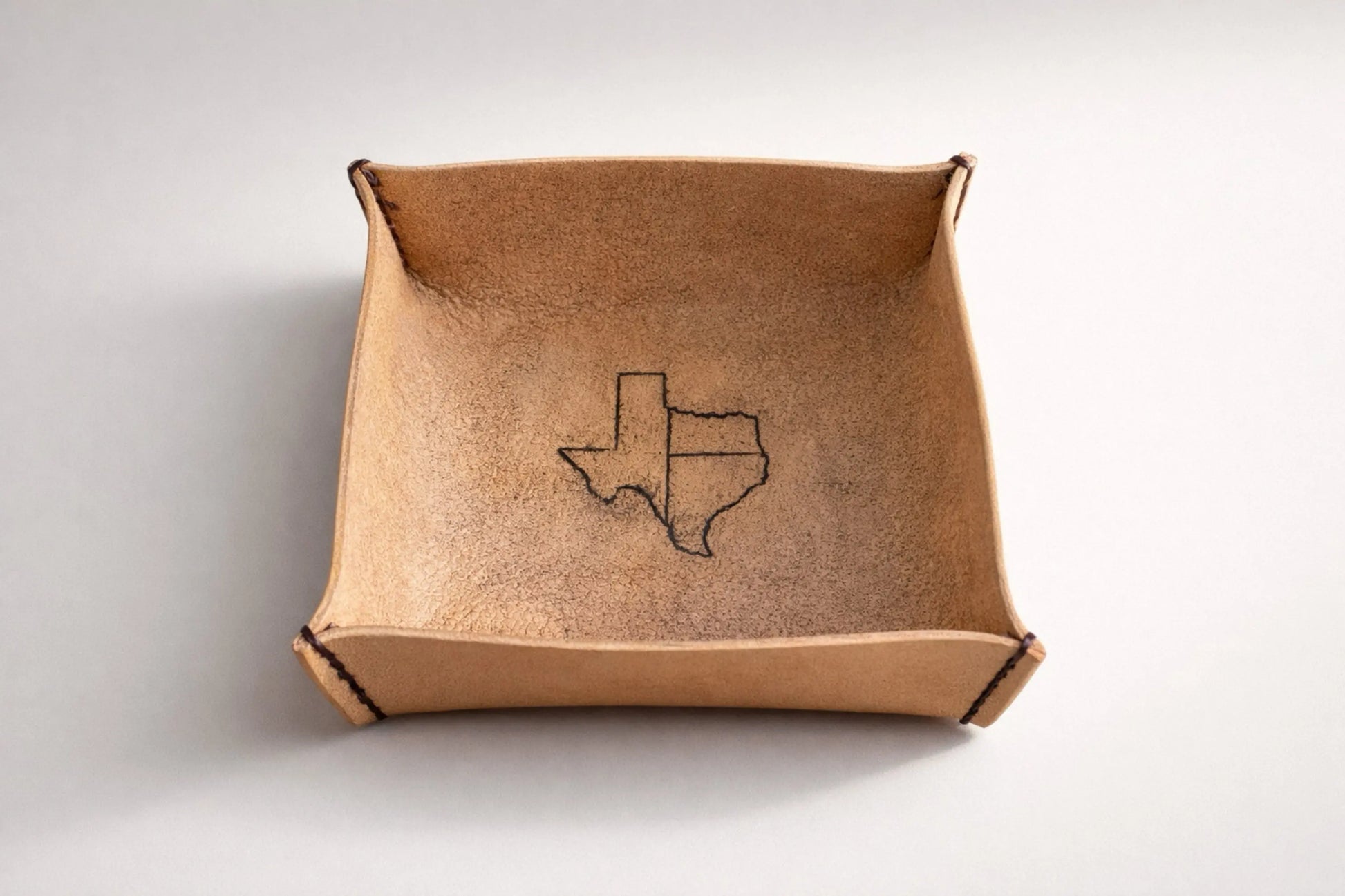 SPURLING Texas embossed Leather Tray - Handcrafted Square Design for Organizing & Display Spurling Scents