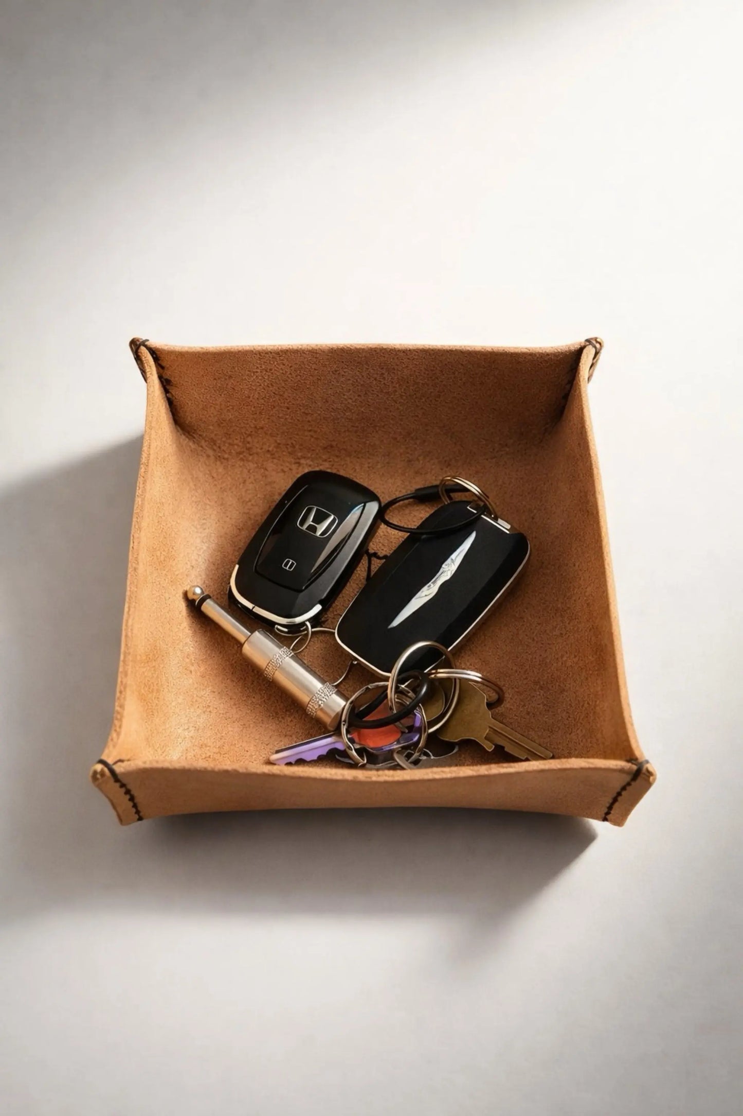 SPURLING Texas embossed Leather Tray - Handcrafted Square Design for Organizing & Display Spurling Scents
